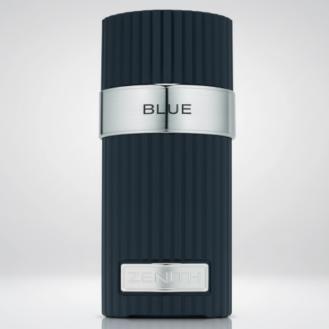 Silk and Sillage French Avenue Zenith Blue perfume bottle, 100ML, with elegant blue and silver design on a neutral background.