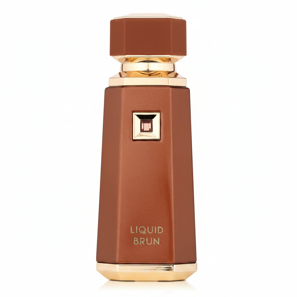 Silk and Sillage French Avenue Liquid Brun 100ML eau de parfum bottle with sleek brown design and spray nozzle.