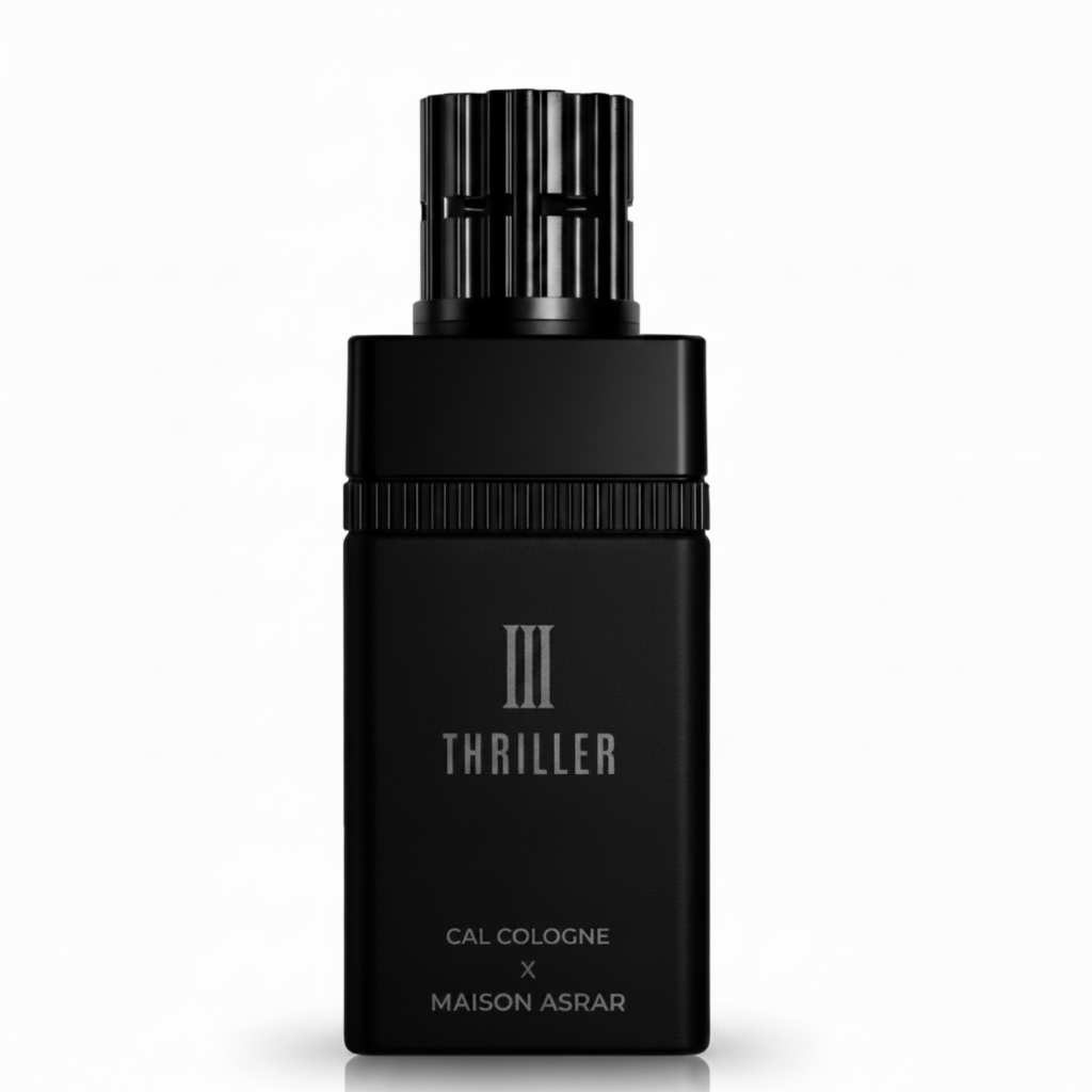Silk and Sillage Maison Asrar Thriller III Extrait de Parfum bottle, 100ml, sleek modern design.