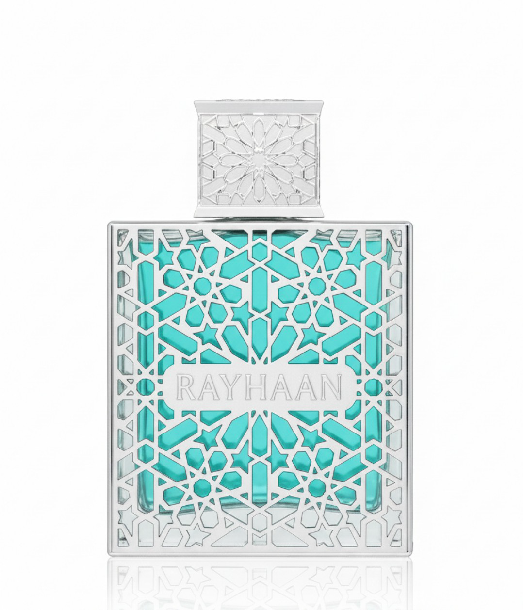 Rayhaan Aquatica 100ml eau de parfum bottle with blue aquatic-themed presentation box.
