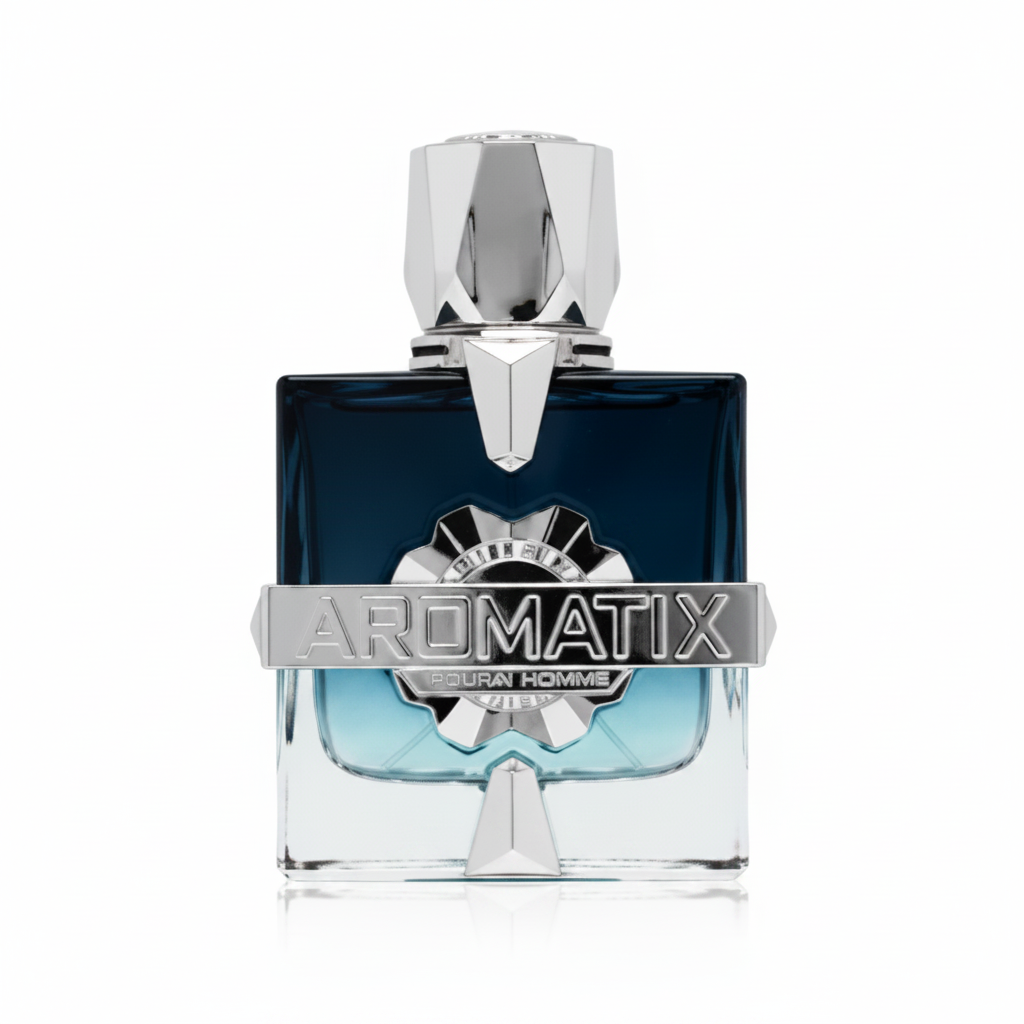 Silk and Sillage French Avenue X Aromatix Frostbite 100ml extrait de parfum bottle with icy blue and silver design.