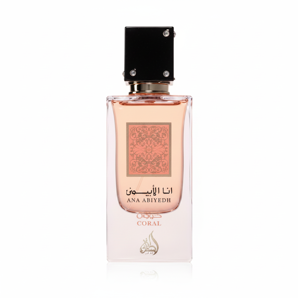 Silk and Sillage Lattafa Ana Abiyedh Coral 60ml perfume bottle