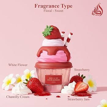 Silk and Sillage Lattafa Berry On Top 75ml perfume bottle, alternate angle