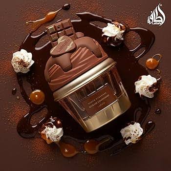 Silk and Sillage Lattafa Choco Overdose 75ml perfume bottle, alternate angle