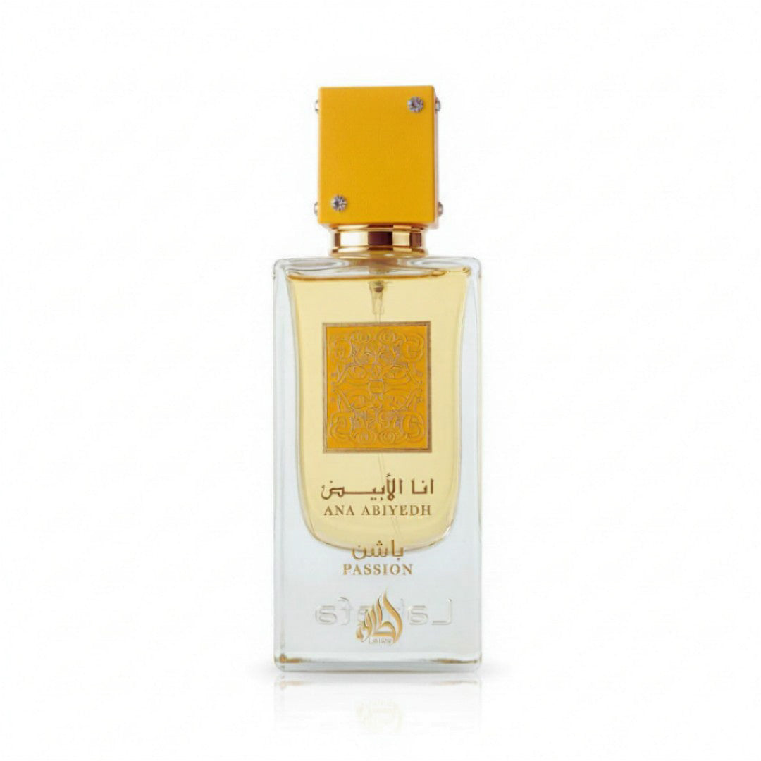 Silk and Sillage Lattafa Ana Abiyedh Passion 60ml perfume bottle